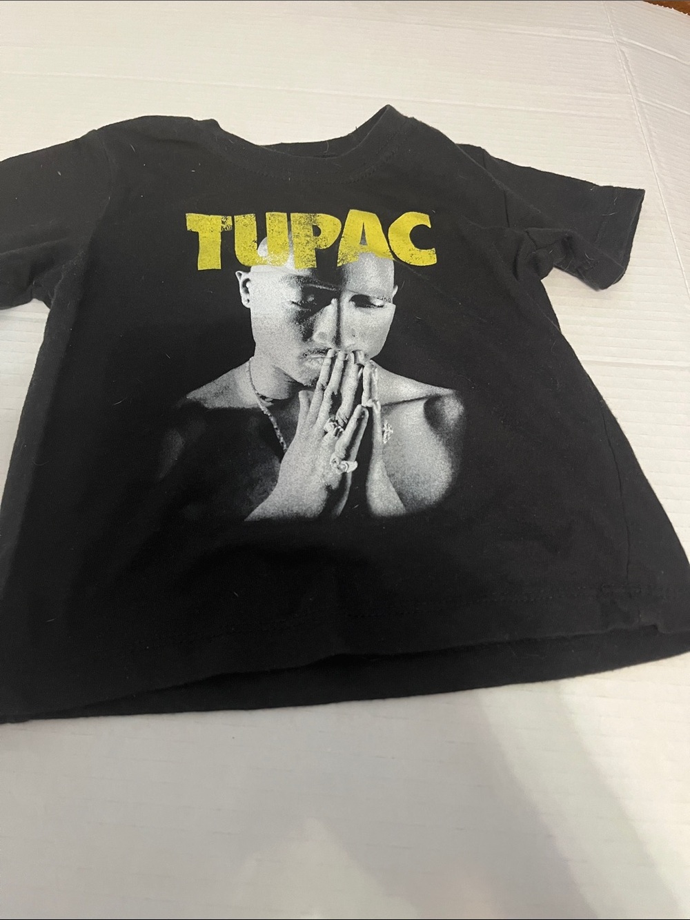 Black Tupac Graphic Short Sleeve Tee for Kids